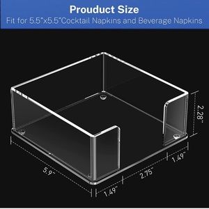 Two 5.5x5.5 acrylic cocktail napkin holders.